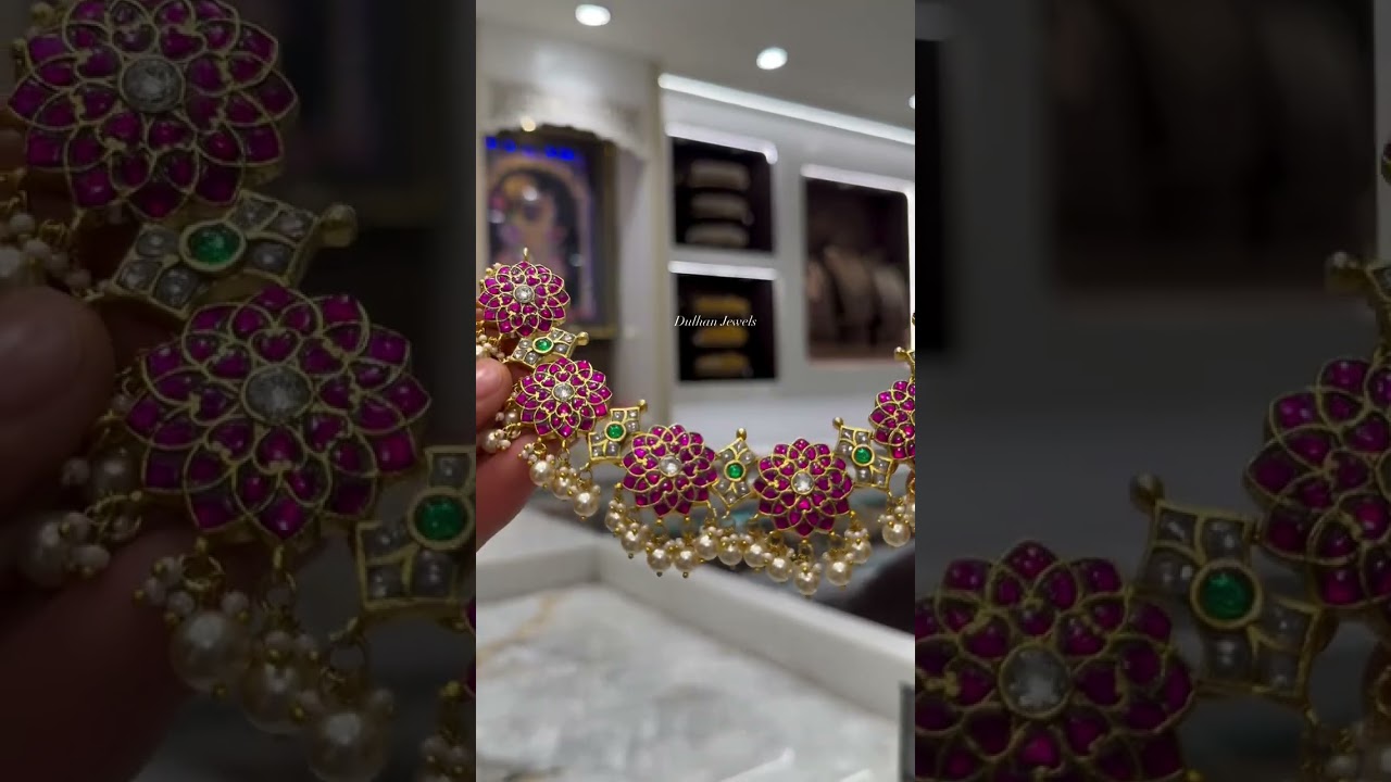 Floral Design Gold Look Jadau Kundan Necklace With Pearl Hangings 🌸🤍 For Any Order Or Inquiry