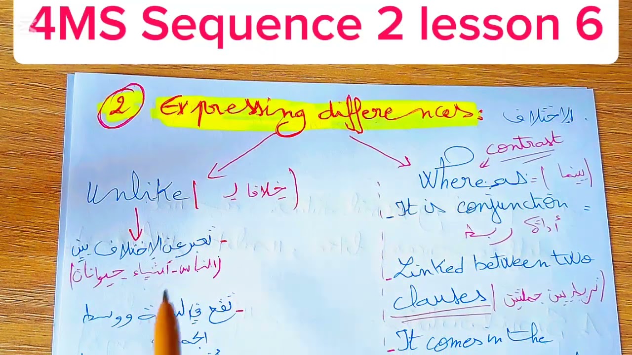 الدرس 6: *Expressing similarities and differences* السنة الرابعة   sequence 2   4MS 