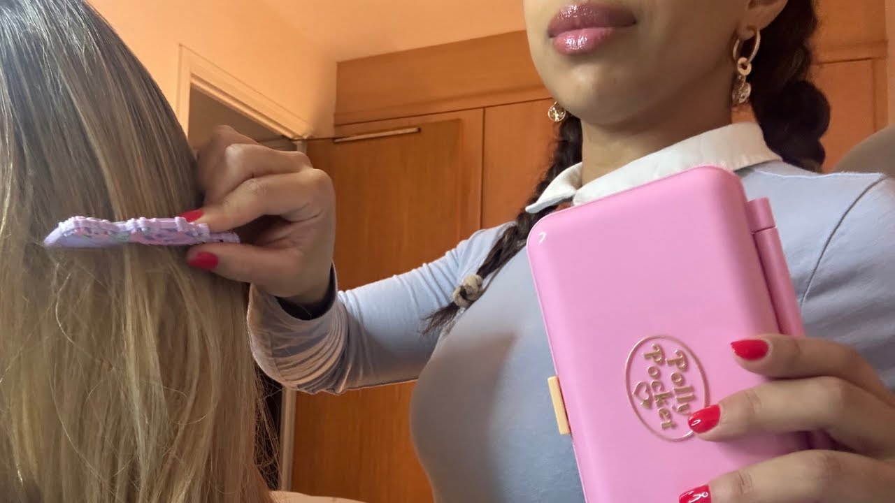 ASMR Big sister plays with your hair with Polly pocket hair set 🎀