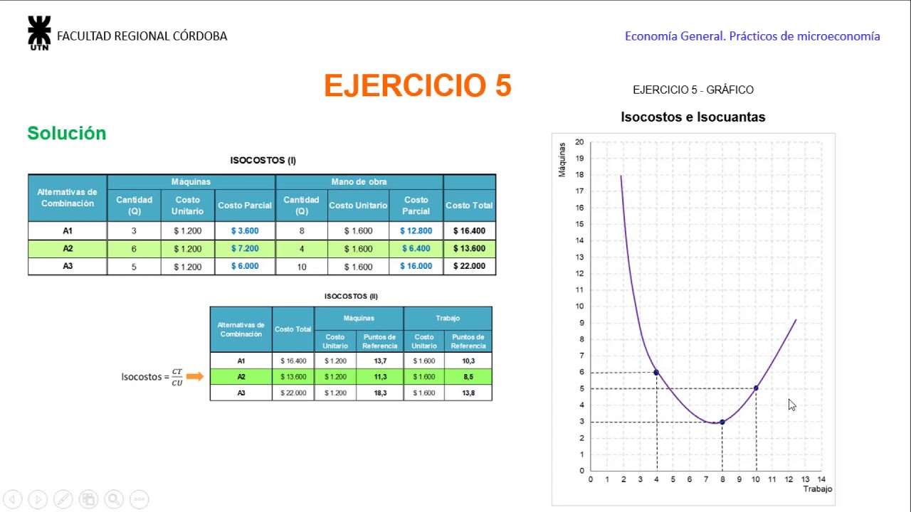 Ejercicio 5. Isocuantas e Isocostos