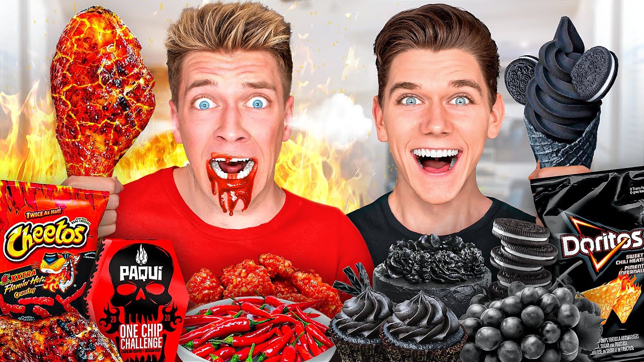 Eating Only One Color Of Food For 24 Hours!! How To Break 100 Rules with Rainbow Foods vs Friends