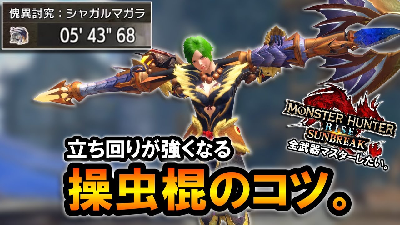 【サンブレイク】やっと分かった！立ち回りが強くなる操虫棍のコツを解説｜傀異傀克服シャガルマガラ5分台。【MHRiseSB】