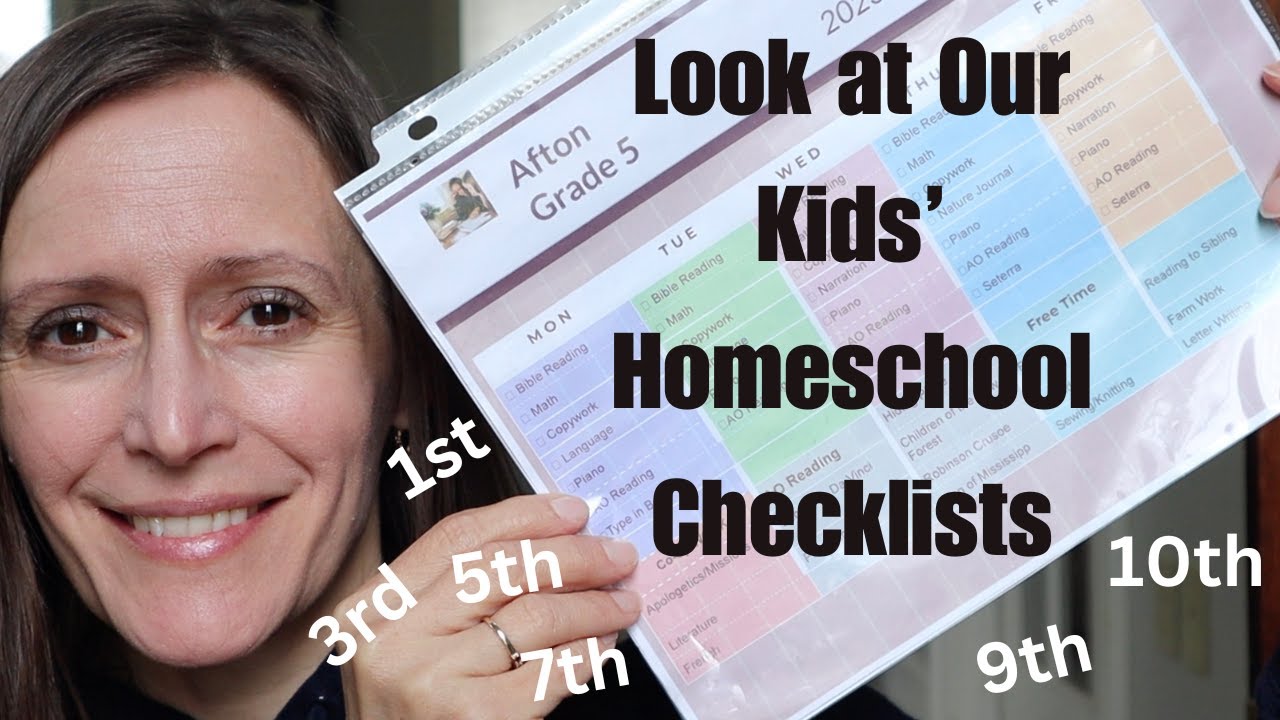 Look At Our Kids' Homeschool Checklists || 10th_9th_7th_5th_3rd_1st Grades