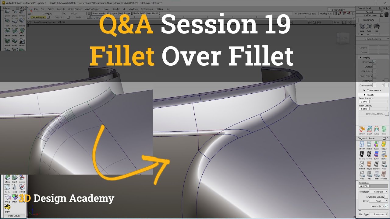 Autodesk Alias Tutorials I Q&A 19 - Fillet over Fillet