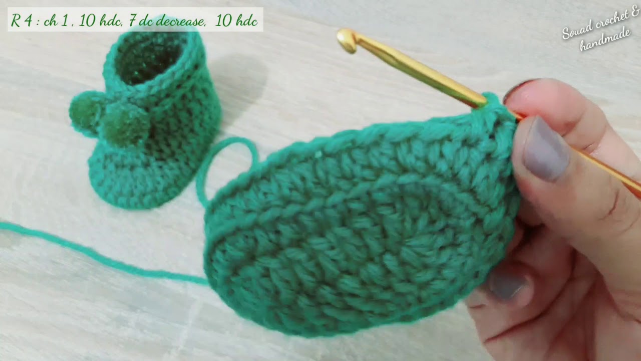 كروشيه لكلوك - سليبر- من 0 إلى 3 أشهر how to crochet booties - crochet baby shoes (0 to 3 months )