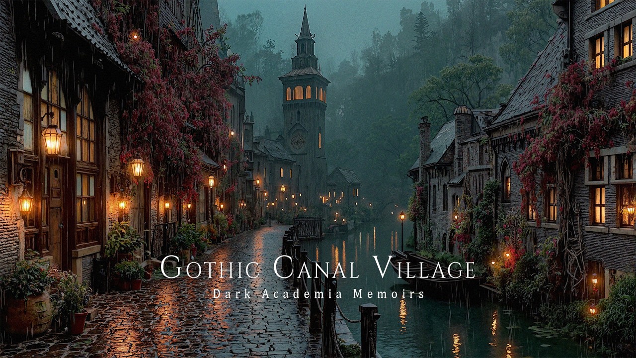 Forgotten Gothic Canal Village in Rainy Hazy Spring 🌧️ Dark Academia Music for Study, Relax & Sleep