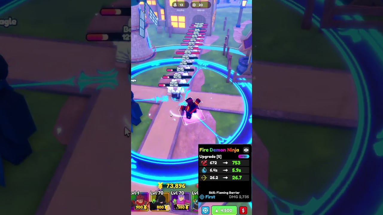 Fire Demon Ninja Showcase In Anime Defenders  #roblox #gaming  #animedefenders #shorts #showcase