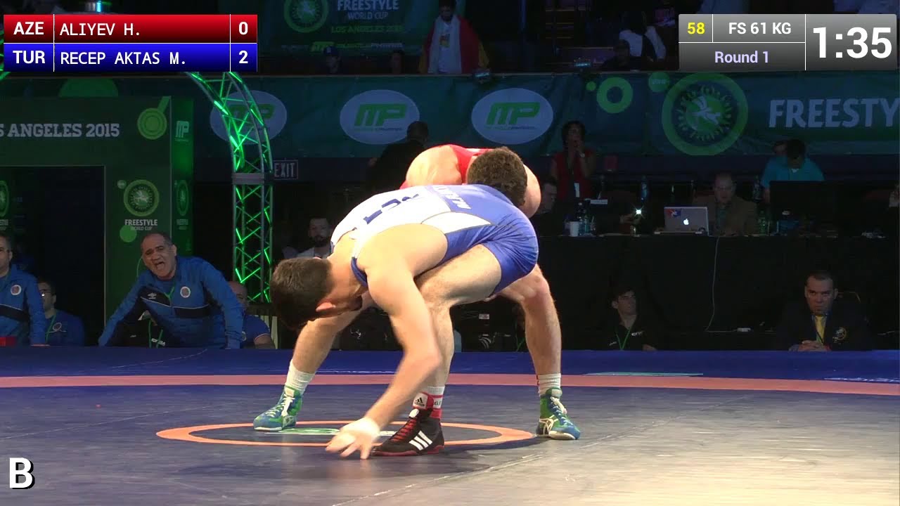 Round 1 FS - 61 kg: Haji ALIYEV (AZE) df. Munir RECEP AKTAS (TUR) by TF, 17-4