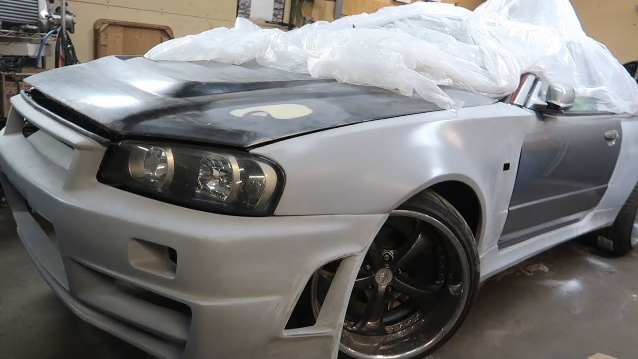 R34 NISSAN SKYLINE GTT TO GTR CONVERION SIDE SKIRTS INSTALL