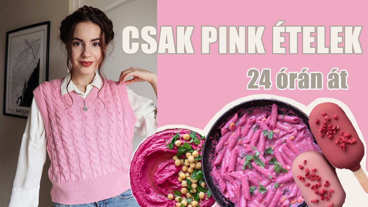RÓZSASZÍN ételeket ettem egy napon át | egészséges verzió | Lina