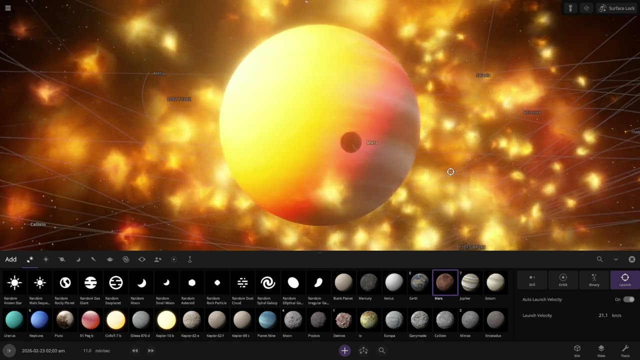 Universe Sandbox smashing all the planets into Jupiter and then smashing it into the sun