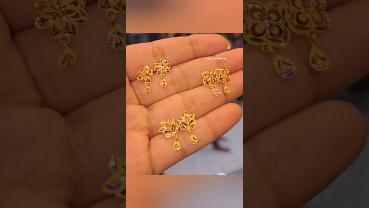 Gold earrings tops designs for daily use #shorts #viralshorts #shortsfeed #earrings #topsdesigns