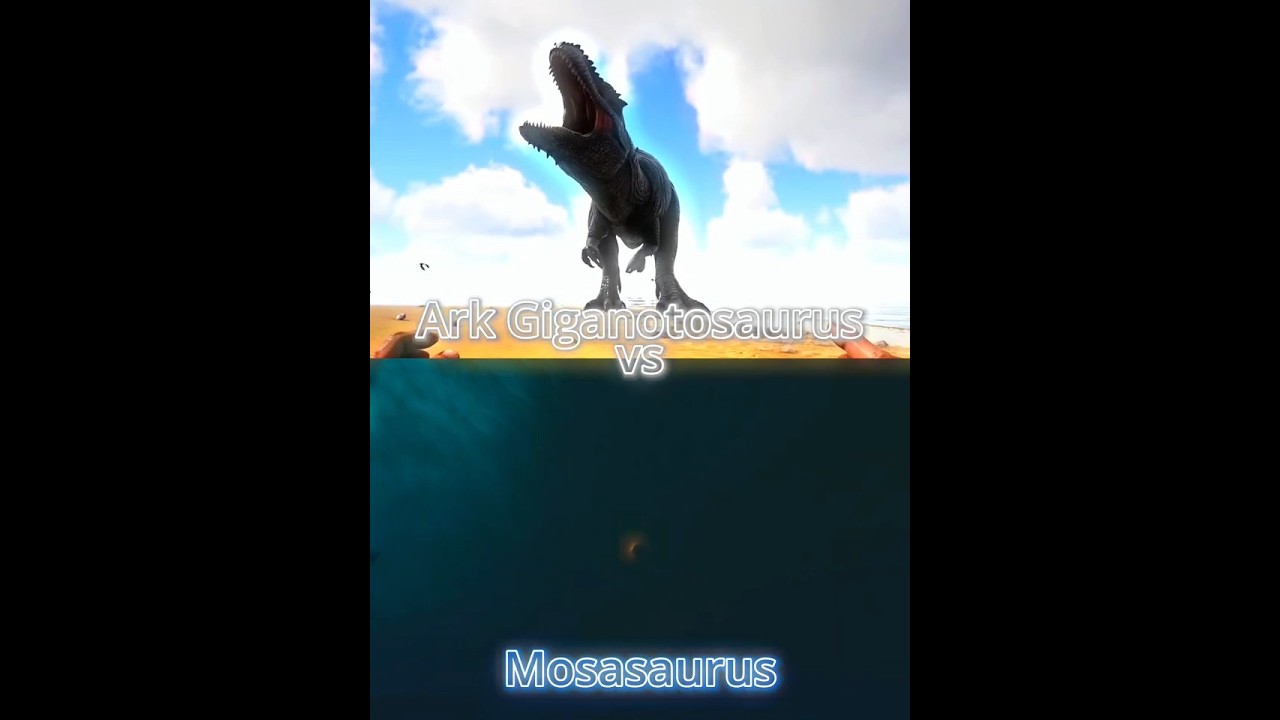 Ark Giganotosaurus vs Mosasaurus #arksurvivalevolved #jurassicworld
