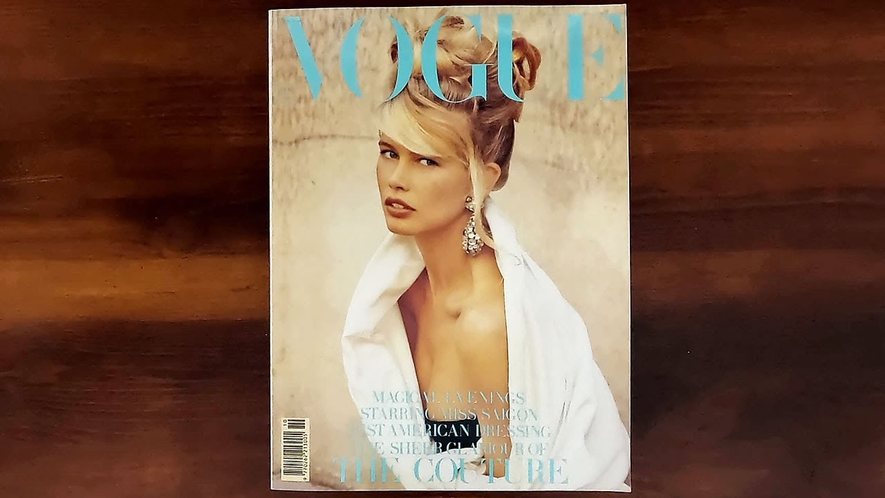 British Vogue October 1989 Claudia Schiffer, Haute Couture Issue | ASMR Magazine Flip Through