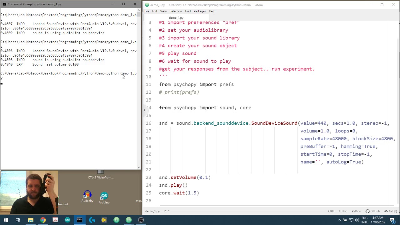 Using Psychopy and Python for Sound Experiments (video 5): Changing sound parameters