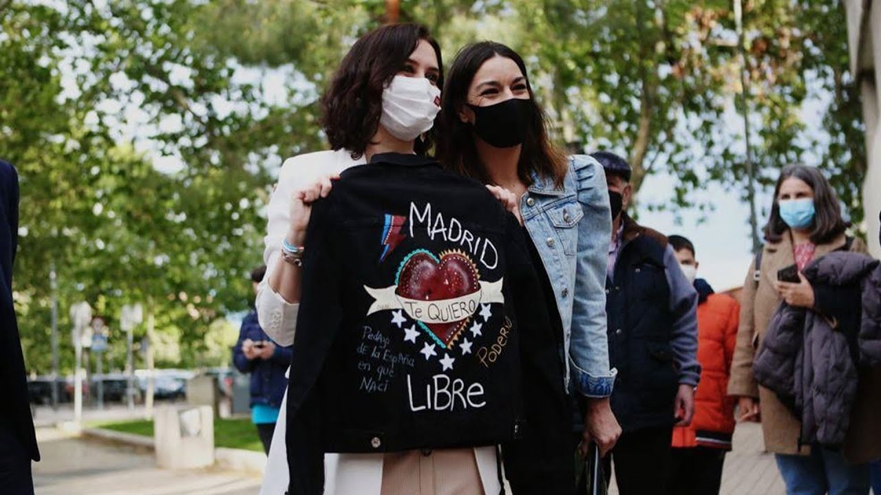 Isabel Díaz Ayuso interviene  en un mitin de campaña en Leganés