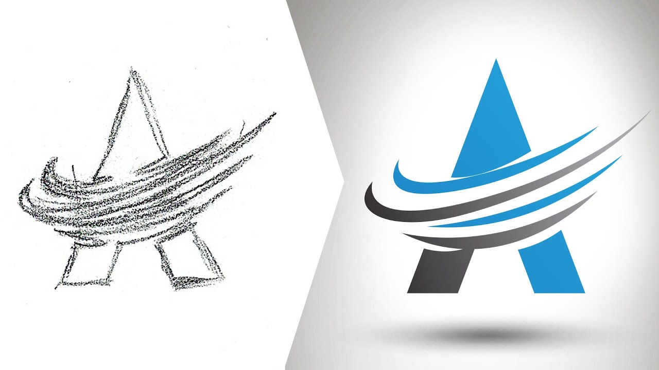 Sketch to Vector - How to Draw a Windy Vector Logo for Letter A