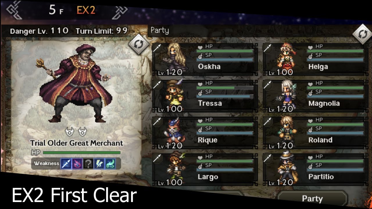 Octopath Traveler COTC [GL/SEA/KR] Merchant Training 5F EX2 (First Clear)