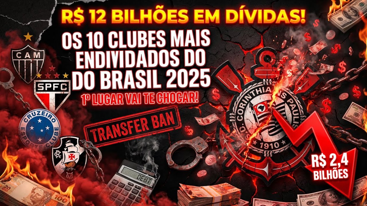 OS 10 CLUBES MAIS ENDIVIDADOS DO BRASIL EM 2025