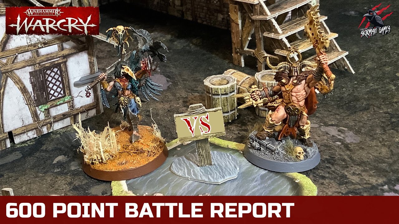 WARCRY BATTLE REPORT - UNTAMED BEASTS v CORVUS CABAL - 600 Point Warbands 4v4 Fighters New Format