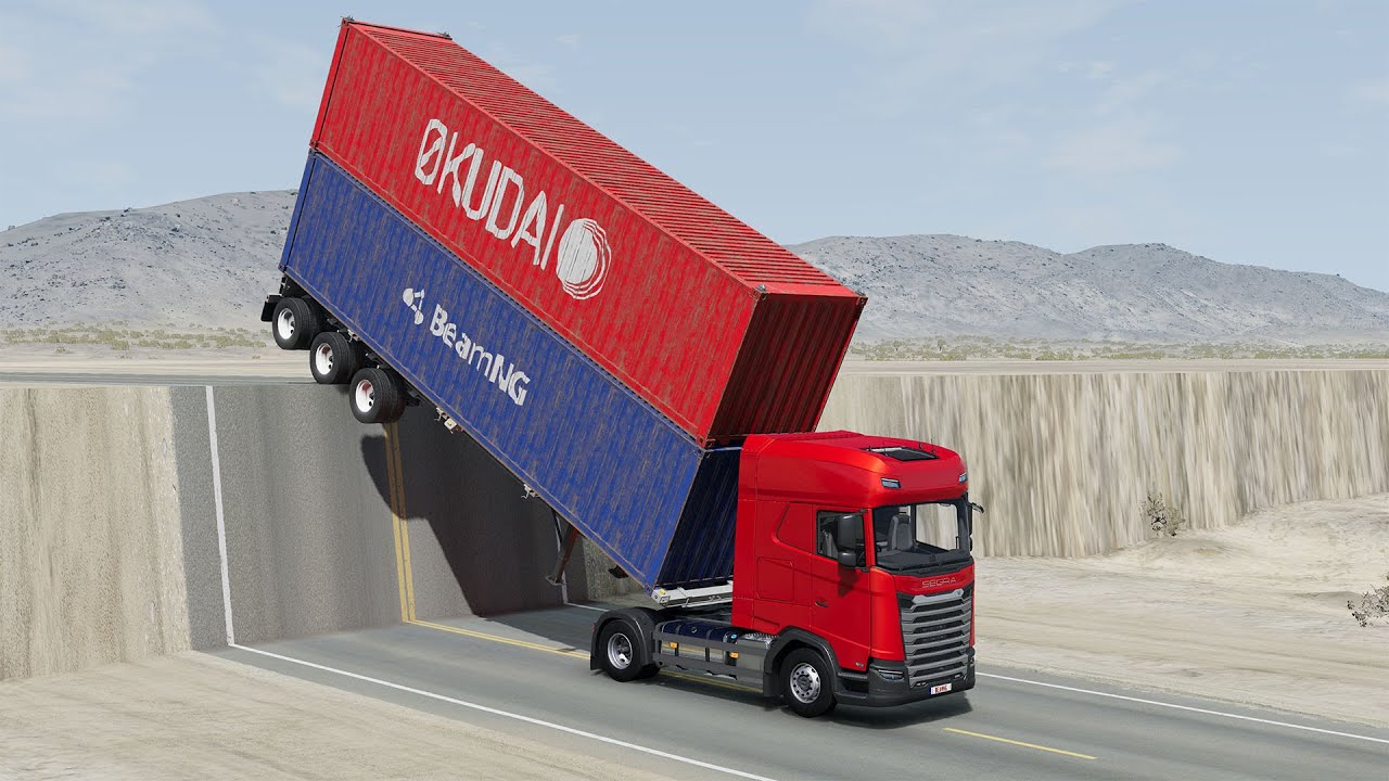 Cars vs Unfinished Road Crashes 100 - BeamNG.drive | BeamNG High Speed