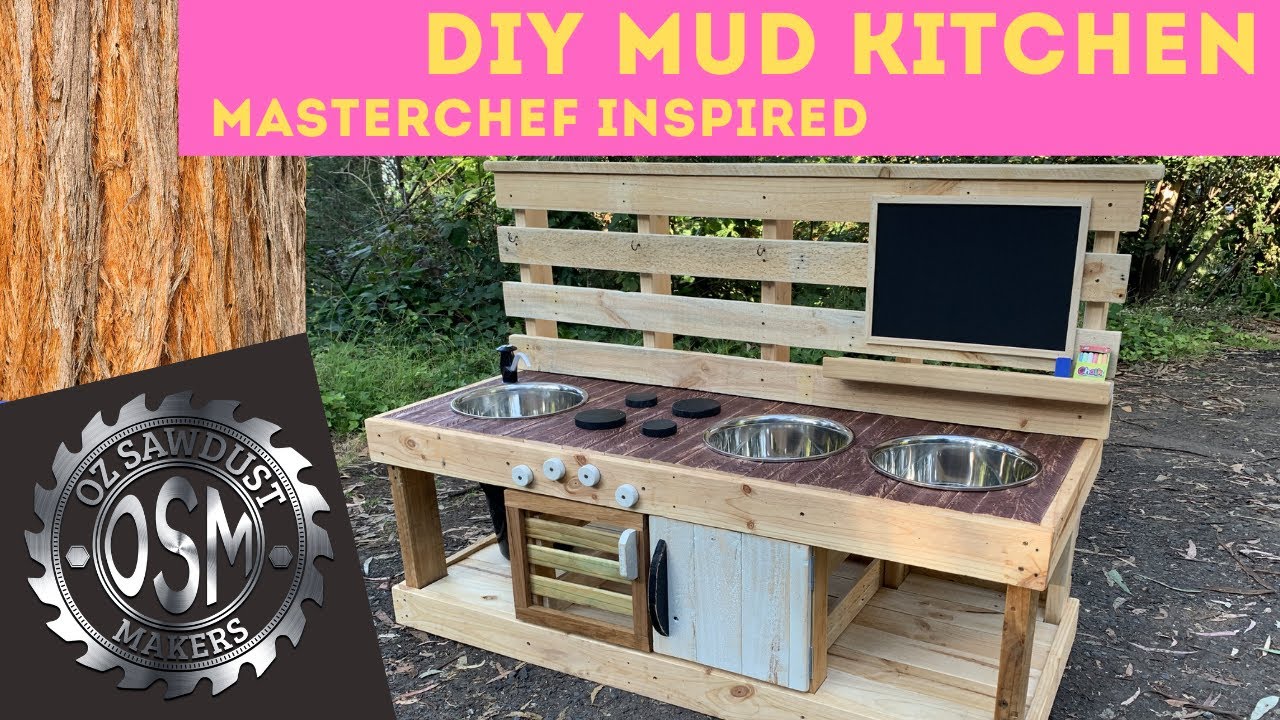 DIY Kids Modern Mud Kitchen - Pallet Project Kreg - Outside Play -Masterchef #MichelinStar