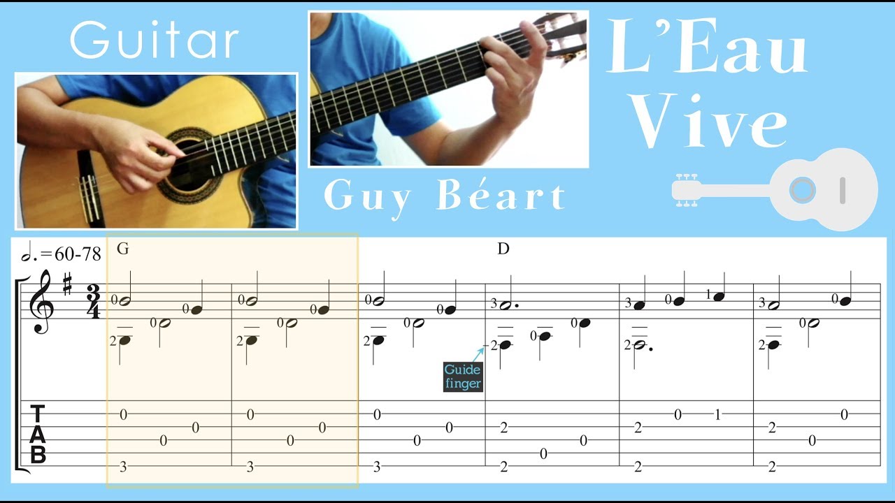 L'Eau Vive / Guy B&eacute;art (Guitar) [Notation + TAB]