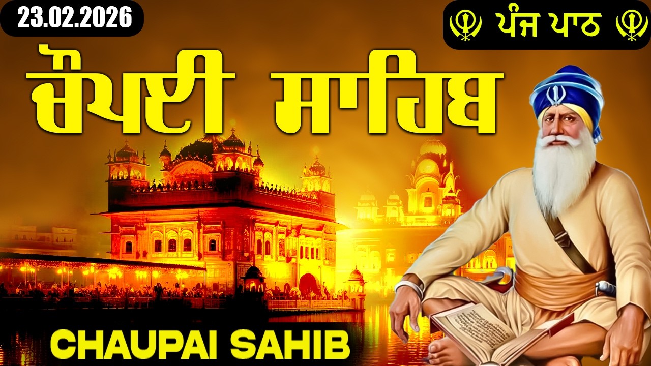 23.02.2026 Chaupai Sahib 5 Path | Nitnem Shabad Full Path 2026 | Shabad Gurbani Path #chaupaisahib