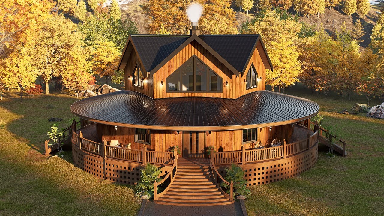Round House Magic in the Mountains - Round House Design w/ Plans -  Elegant & Cozy Living Spaces
