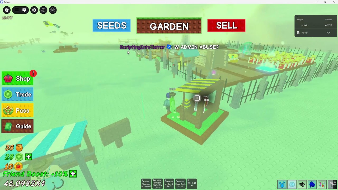 grow a garden admin abuse