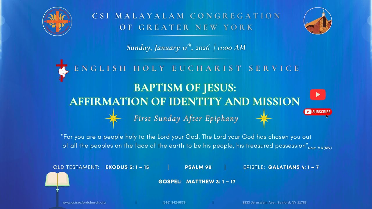 1ST SUNDAY AFTER EPIPHANY -  BAPTISM OF JESUS: AFFIRMATION OF IDENTITY AND MISSION - ENGLISH