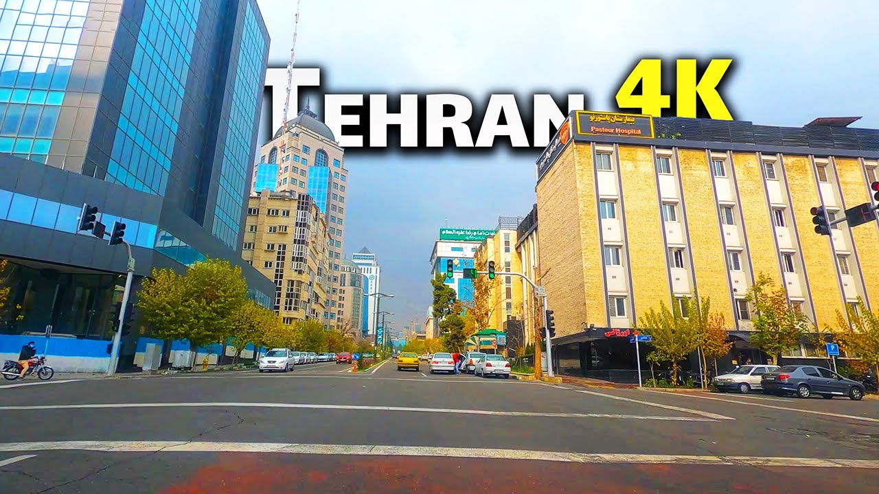 Tehran City 4K, Driving Tour in Ahmad Qasir Street (Bucharest Street), Iran, Autumn 2020
