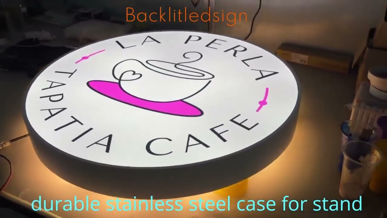 Glowing Round Light Box Sign  Halo Backlit Effect with UV Printed Logo & Durable Stainless Steel