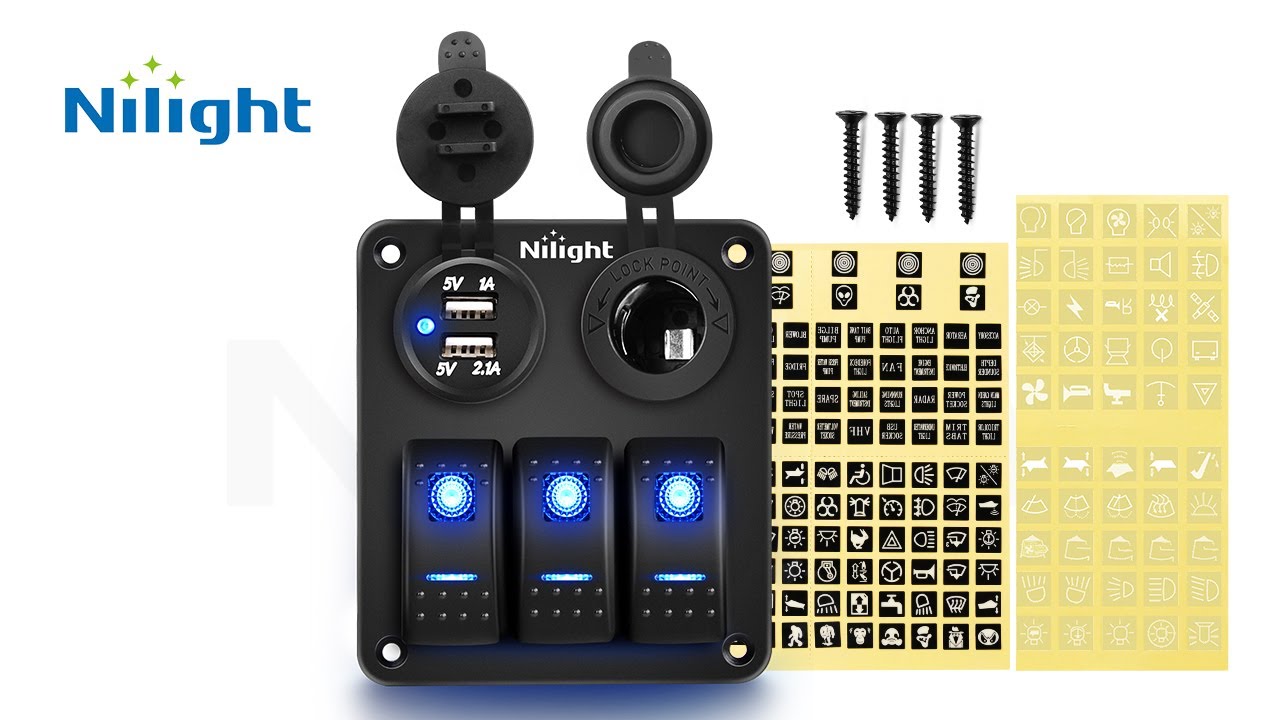 Nilight 3 Gang Rocker Switch Panel