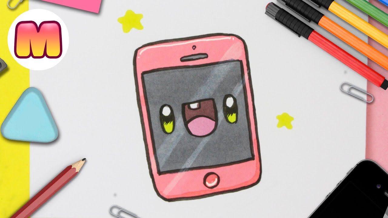 Como dibujar un CELULAR KAWAII 👍 FACIL  👍 Como dibujar kawaii