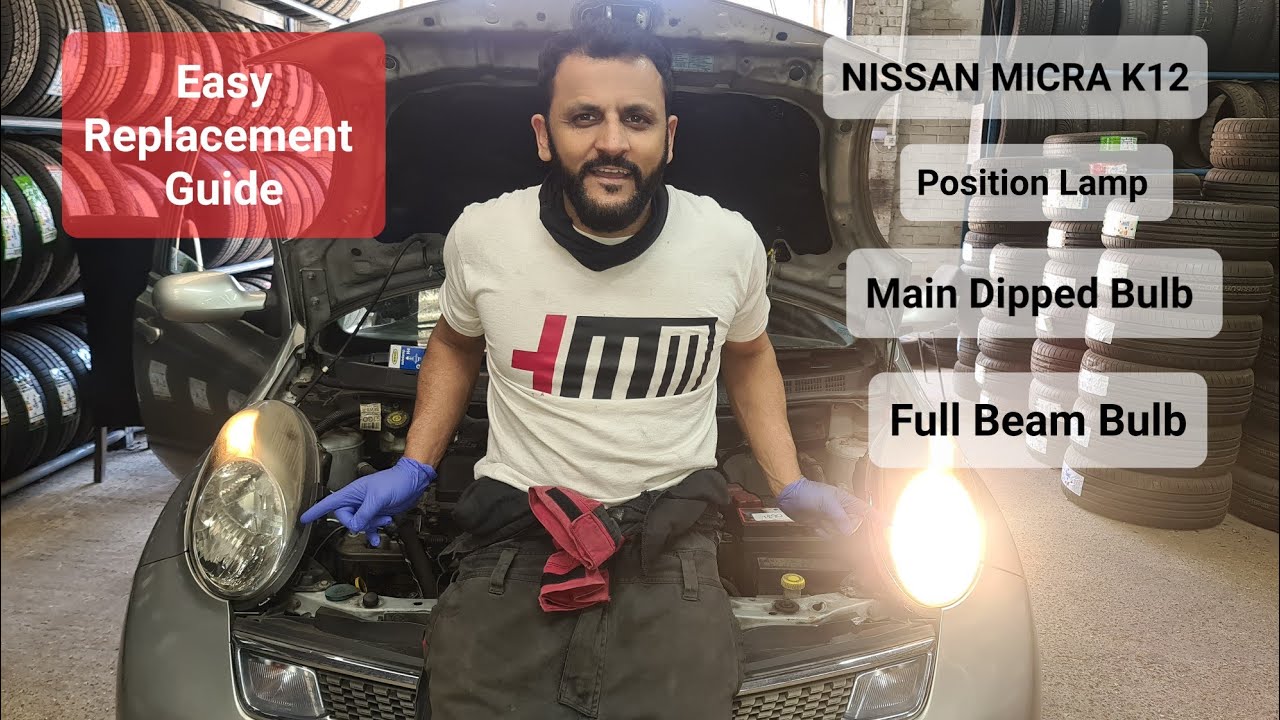how to replace main dipped headlight bulb on Nissan Micra K12 #headlight