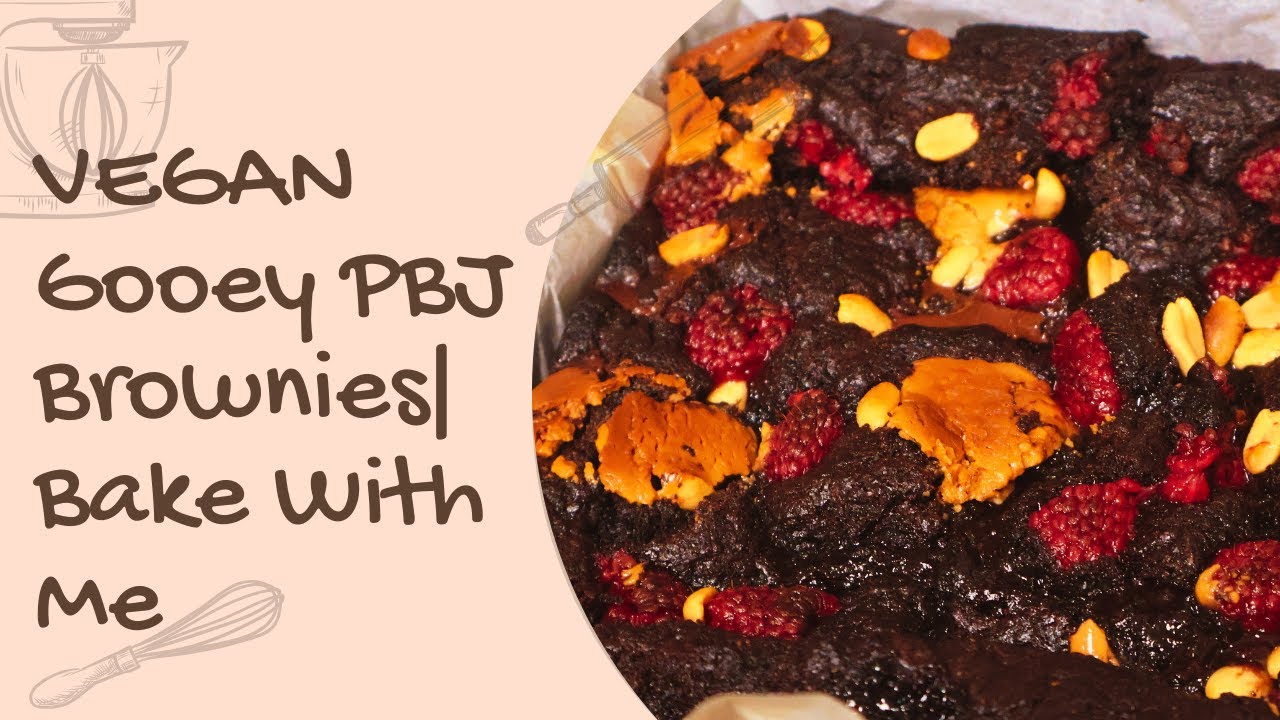 VEGAN Gooey PBJ Brownies|Bake With Me