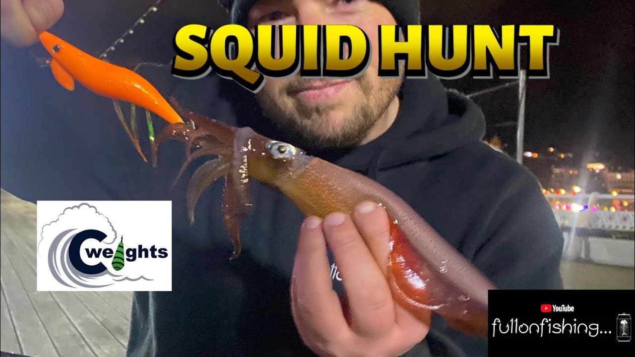 On the Hunt for BIG SQUID.Pier Fishing Using C Weights Jigs. UK Sea Angling Devon 2022. Calamari