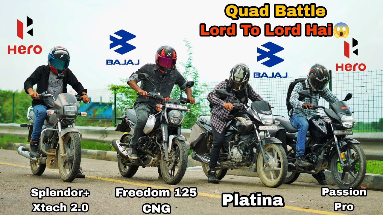 Freedom 125 Vs Splendor+ Xtech 2.0 Vs Platina Vs Passion Pro | Quad Battle | Race