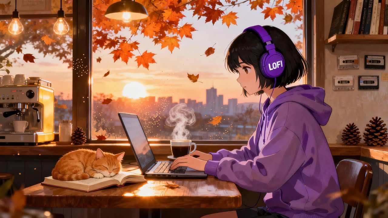 Warm Fall Afternoon Lofi 🍁 Focus & Relax Beats – Golden Hour Café