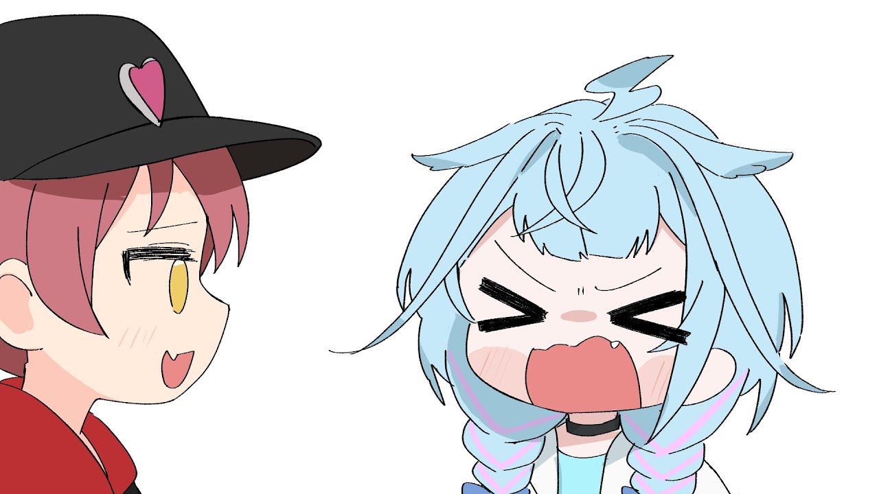 【手書き】身長の高い子どもに遭遇してニヤけるしゅぴマリ【ホロライブ切り抜き】