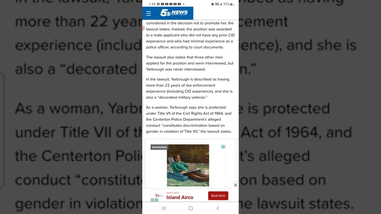Centerton Arkansas police sued by one of their ex officers