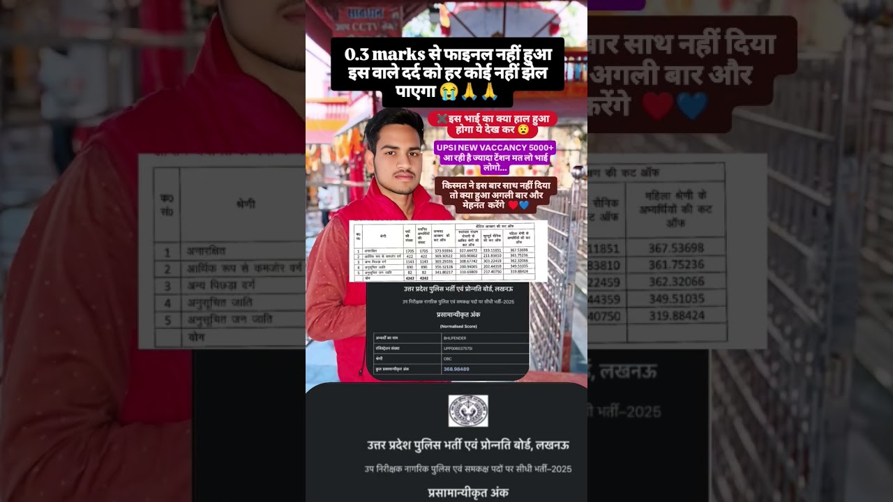 UPSI Normalisation कि वजह से नहीं हुआ चयन ✖️|| UPSI 0.3 se out 😭 #upsi2025 #upsivacancy #upsiupdate