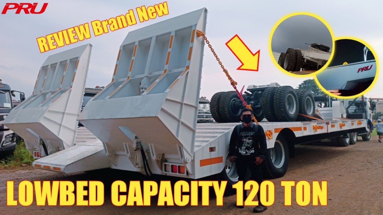 BRAND NEW!! Review Lowbed Trailer Capacity 120 Ton With Front Bogie 8 Wheel Porter Rekayasa Unggul