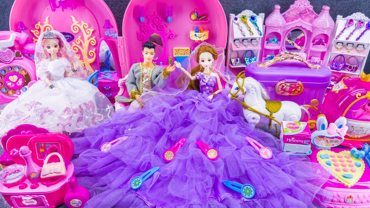 23 Minutes Satisfying Unboxing Royal Barbie Princess Pink Kitchen, Rock Bed Play Set Review Toys