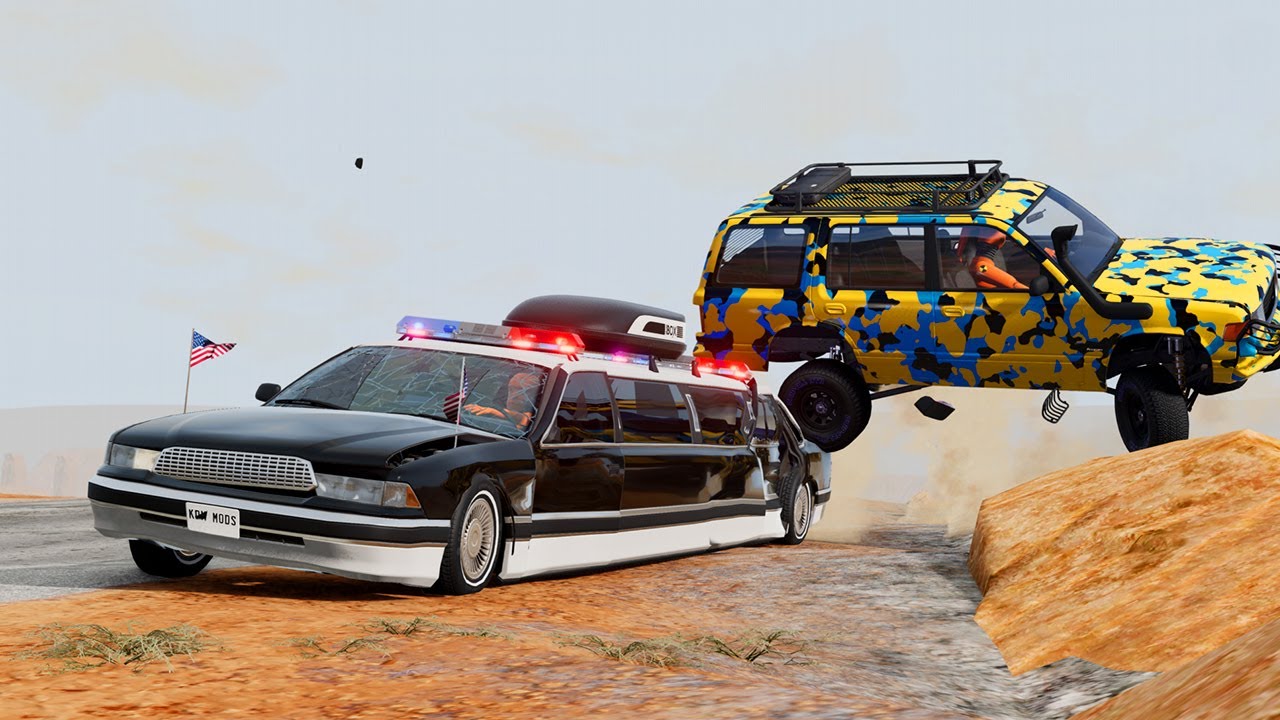 COPS GONE WILD: This Stretch Limo ENDED My Road Trip! (Epic Desert Rage BeamNG)