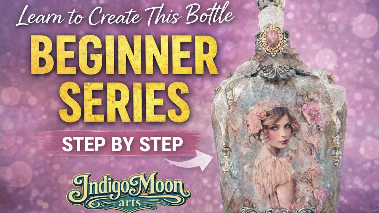 VIDEO 3 - Decoupage Vintage Art Bottle / Primer the Bottle 
