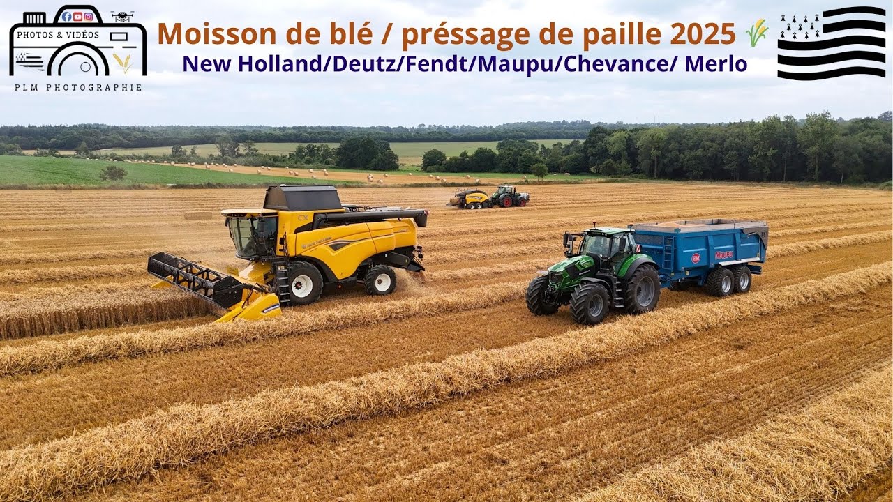 Moisson de blé et pressage de paille 2025 🌾