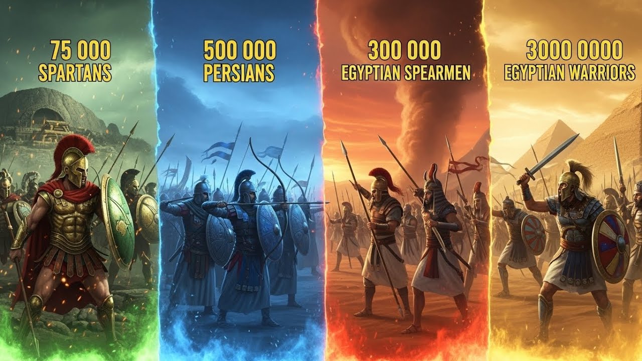 ⚔️ Spartans vs Persians vs Egyptian Spearmen vs Egyptian Warriors &ndash; Ancient Armies Collide🔥