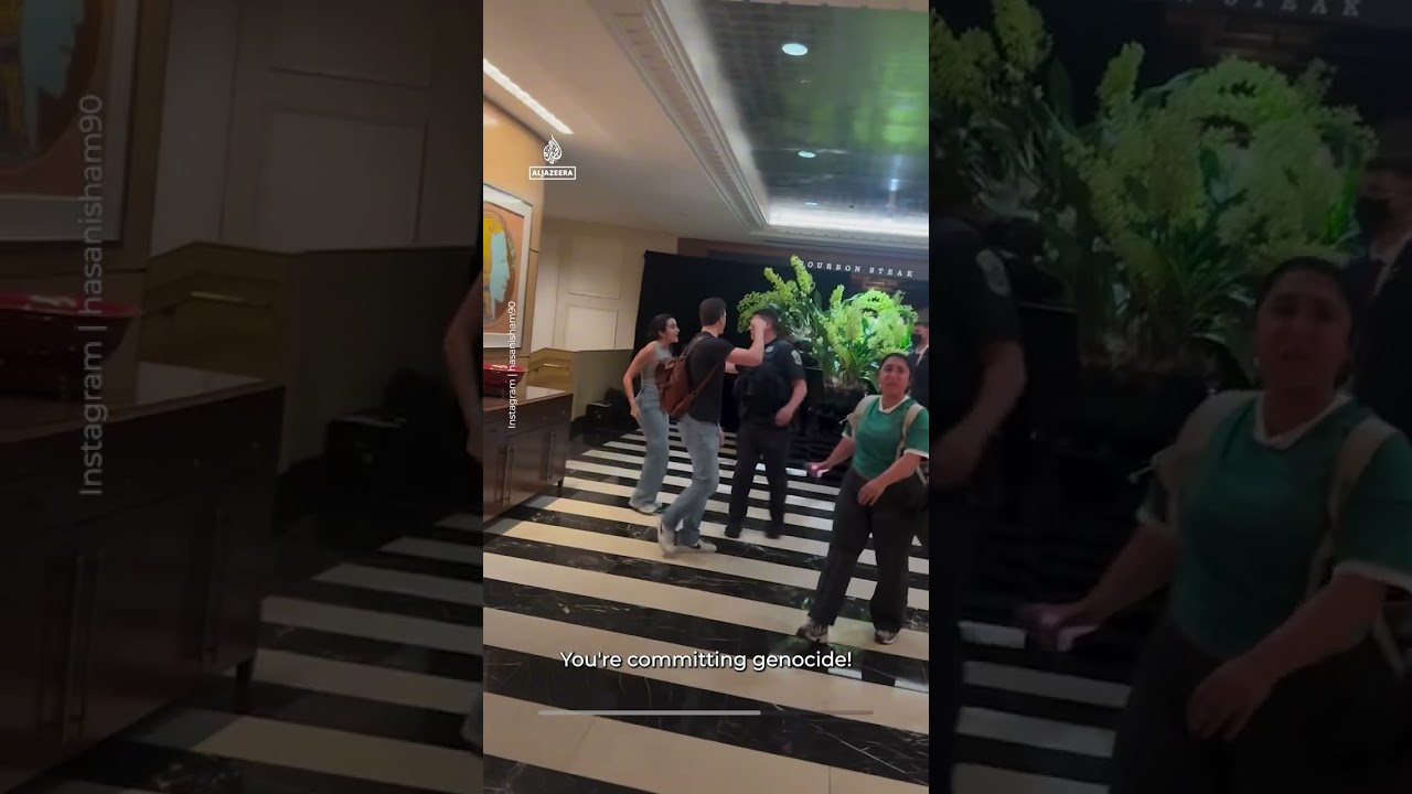 Protesters storm hotel, heckle Netanyahu in Washington DC | AJ #shorts